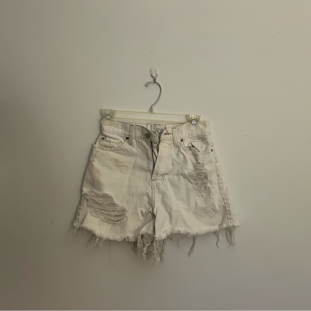 BDG Frayed White Jean Shorts
